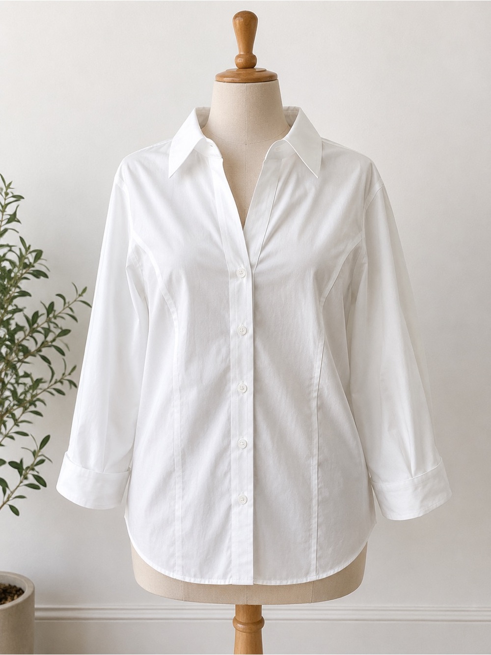 Talbots White Classic Button-Front Shirt